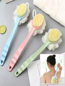 1pc Extra Long Handle Exfoliating Brush, Suitable For Back Scrubbing, Bath Brush, Soft Bristles, Non-Slip Handle, Suitable For Hard-To-Reach Areas, Feet And Shoulders, Suitable For Home Bathroom SPA - Multicolor - View 4