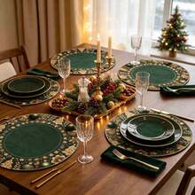 1/4/6pcs Christmas Series - Dark Green & Gold Floral Christmas Tree ...