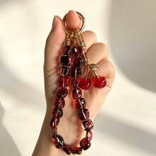 Cherry Car Keychain, Asymmetrical Square Twisted Bead Car Key Chain, Outdoor Anti-Loss Keychain, Small Gift For Others - A - View 11