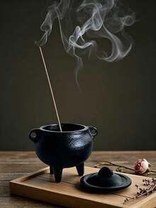 Black Witch Cauldron Decorative Incense Burner, Tripod Cauldron‑Shaped Aroma Ornament, Gothic Tabletop Decor For Home Meditation Room Decoration - Triangle Ornament - View 8