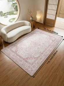 1pc Pink Bohemian Vintage Living Room Rug, Suitable For Kitchen, Dining Room, Bedroom, Room Holiday Decor, Indoor/Outdoor, Office, Lobby, Non-Slip Doormat, Bathroom Rug, Hallway, Study Gaming Area Carpet - Baby Pink - View 16