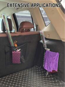 1pc Multi-Functional Breathable Mesh Wall-Mounted Trash Bag Storage Rack With Elastic Rope And Hook And Loop, Easy Installation; Suitable For Cabinet Door, Bathroom, Kitchen, Car Backrest And More, Keeps Clutter Organized, Practical Storage Solution For Home, Back To School Season, St. Patrick's Day, Easter, Mother's Day Gift Choice - Multicolor - View 8