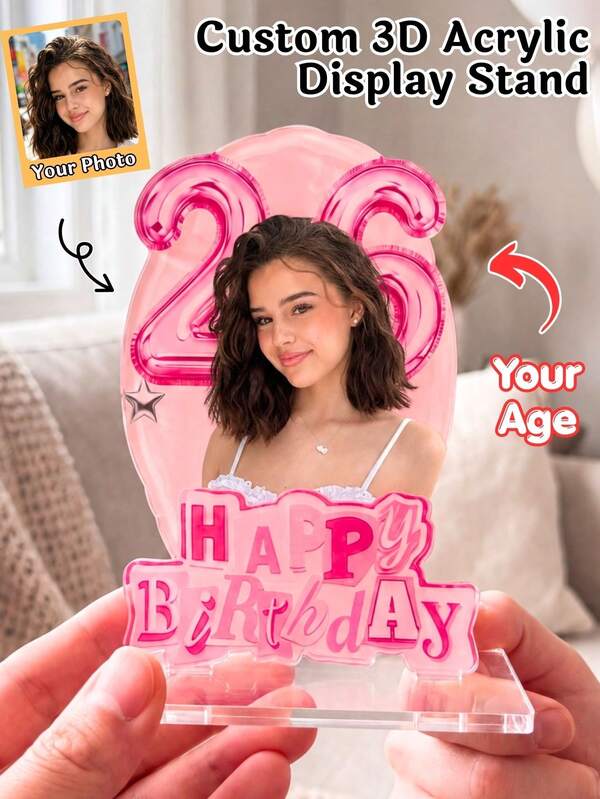 1pc Personalized Portrait Acrylic Stand, Upload Photos To Customize Desktop Decorations, Valentine's Day, Birthday Photo Desktop Decorations, Gifts For Him/Her, Gifts For Family, Couples And Friends, Customized Commemorative Crafts