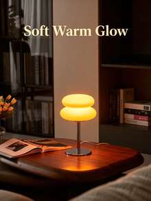 1pc Bauhaus Style Table Lamp - Adjustable Light, USB Interface, Double-Layer Bread Shape, Button Control, Suitable For Living Room/Dining Room/Bedroom Bedside LED Table Lamp - White - View 2