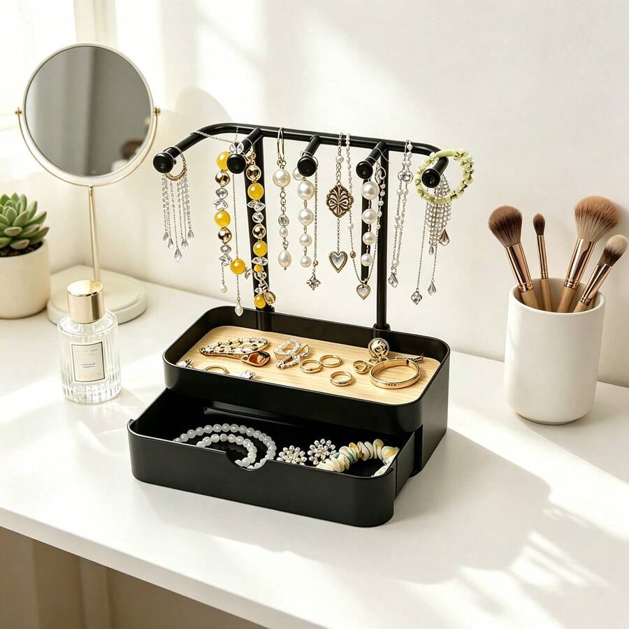 Multi-Color Vanity Table Multi-Functional Jewelry Rack Jewelry Box Necklace Storage Organizer, Can Store Earrings, Bracelets, Rings, Hair Clips, Keys And Perfume, Jewelry Tower - Multicolor - View 1