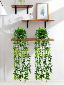 1/2 Peças Plantas Artificiais Penduradas, Decoração de Vasos Pendurados na Parede, Adequado para Uso Interno, Externo, Decoração de Prateleira da Sala de Estar, Decoração Doméstica, Decoração de Quarto, Decoração de Jardim, Decoração de Parede - Eucalipto - Visão 10