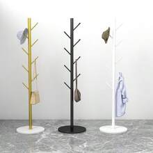 1pc Marble Texture Coat Rack, Simple Freestanding Clothes Hanger, Movable Bedroom Minimalist Modern Hanging Bag & Garment Rack, Home Use - White - View 2