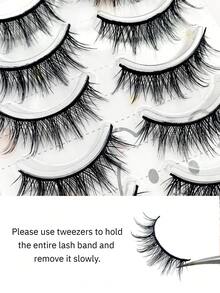5 Pairs Wispy Fluffy Volume Strip False Eyelashes Black Synthetic Fiber Natural Dense Soft Band Lashes For Daily Party Eye Makeup - View 5