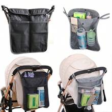 1pc Universal Double-Layer Stroller Hanging Storage Bag, Large Capacity Mesh Storage Bag, Suitable For Umbrella, Baby Bottle And Stroller Accessories - Multicolor - View 4