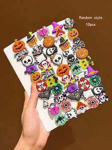 10pcs Random Style Halloween Hair Clips, Minimalist Hair Accessories Suitable For Holiday Use - Multicolor - View 5