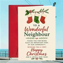 1/3 Sets Greeting Card With Envelope Christmas Happy Card, Sent To You, Thank You For Being A Wonderful Neighbor In The Holiday Season, Thank You Gift For Friends And Community Members, New Year Blessing Flat Card - A - View 2