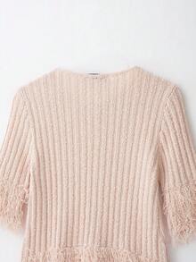 DEEKA Autumn New Women's European And American Style Fashion Minimalist Versatile Design Niche Tassel Knit Top Jacket - Pink - View 10