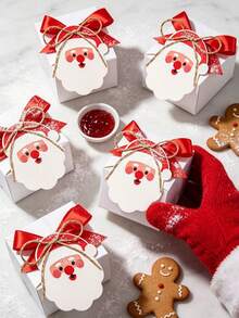 24/4pcs Santa Claus Shaped Gift Boxes, Includes Ribbon, Tag And Jute Rope; Christmas Gift Packaging Box, Party Favor, Christmas Table Decoration, Christmas Event Gift, DIY Decoration Gift Box, Home Decor Ornament, Holiday Gift Packaging - Multicolor - View 1