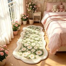 1pc Fresh Daisy Floral Wavy Edge Rug, Soft Comfortable Bedroom Carpet, Washable Rug, Suitable For Front Door, Entrance, Hallway, Kitchen, Bedroom, Dorm, Dining Room, Skin-Friendly Carpet, Living Room Rug, Sofa Seating Rug, Area Rug, Creative Versatile Home Decor Rug, Large Living Room Carpet, Bedroom Rug, Dressing Room Carpet, Room Decor, Gift For Family And Friends - Multicolor - View 1