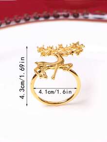 12/6/1pc-Zinc Alloy Deer Napkin Rings, Elk Christmas Tree Napkin Ring, Suitable For Christmas Room Decor, Table Decor, Home Decor - Napkin Ring - View 3