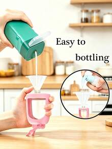 Portable Squeeze Bottle, Funnel, With Silicone Cover, Paired With Three-Dimensional Teddy Bear Candy Relief Heart Nameplate Key Pendant,Travel,Home - One Size Fits All - View 8