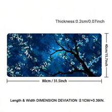 1pc Leather Desk Mat, Mysterious Blue Cherry Blossom Extended Mouse Pad - Large Japanese Night Flower Desktop Pad, For Office And Gaming, Beautiful Desktop Leather Protective Pad, Washable, Non Slip Base, Suitable For Home Office Use - View 10