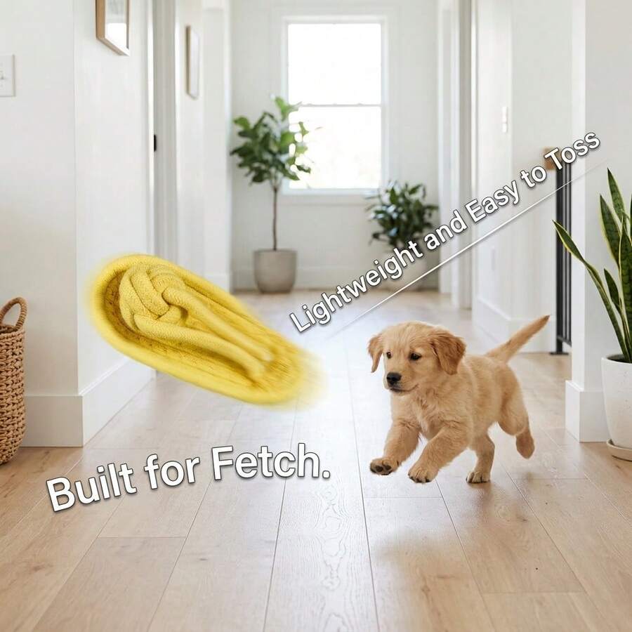 1pc Dog Rope Knot Toy, Durable Rope Toy For Teeth Care And Outdoor Play, Bite-Resistant, Interactive Dog Toy, Knot Design Suitable For All Dog Sizes - Yellow - View 1