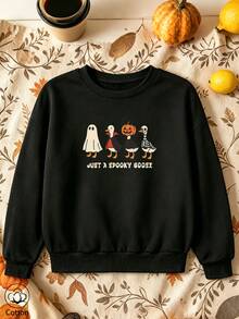 Women's Crew Neck Sweatshirt, Travel Pullover, Cotton Top, Women's Autumn/Winter Basic Sweatshirt - Black - View 11