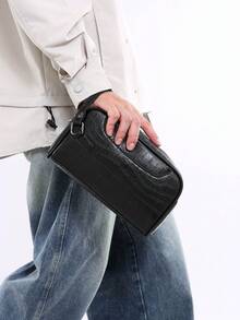 1pc Men's PU Large Capacity Clutch Bag, Crocodile Texture, Personal Items Storage Bag, Toiletry Bag, Multi-Card Slot Wrist Bag, Perfect Gift For Boyfriend - Wristlet - View 10