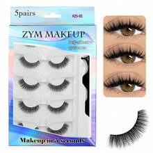 5 Pairs Self-Adhesive False Eyelashes, Pre-Glued Lightweight Strip Lashes, Use With Tweezers, Natural Voluminous Non-Exaggerated Curly Lightweight False Eyelashes, Suitable For Beginners, Press-On False Eyelashes, Faux Mink Fur Natural Effect, Reusable, Comfortable And Waterproof - Black - View 10