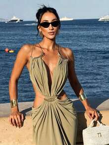 Women Long Dresses - Green - View 7