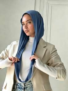 1pc Women's Chiffon Fabric Instant Classic Basic Solid Color Hijab, Pre-Sewn Wrap-Around Scarf Headscarf, Multiple Wearing Methods To Adjust Any Style, Multi-Purpose Practical Elastic Turban, Comfortable Soft Skin-Friendly Fabric, Suitable For Daily Wear, Sports, Yoga - Burgundy - View 32