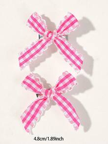 20pcs Girls Colorful Bow Plaid Lace Hair Clips Duck Mouth Hair Accessories Ribbon Cute Korean Princess Style All-Match Versatile Non-Damaging Hair Clips For Daily Use - Multicolor - View 6
