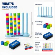 Fun Color Sorting Stacking Ring Tabletop Strategy Game , Brain Challenge Desktop Puzzle Set With Challenge Cards , Competitive Group Interactive Party Game For Teens And Adult Players - Multicolor - View 8