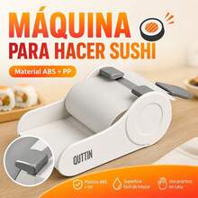 Quttin Sushi Roller Machine 22.5x8x5cm, Manual ABS And PP Sushi Maker Mold For Easy Homemade Sushi Rolls, Kitchen Tool In White And Grey - View 6