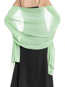Chiffon Shawl Scarf For Bride Wedding Party Evening Dress, Malaysian Headscarf Shoulder Cover Up - Green - View 1