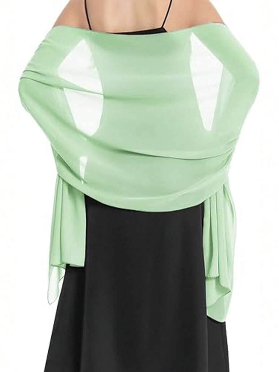 Chiffon Shawl Scarf For Bride Wedding Party Evening Dress, Malaysian Headscarf Shoulder Cover Up - Green - View 1