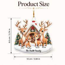 客製化馴鹿家庭聖誕裝飾品，個性化節日吊飾，節慶冬季小屋風格，可客製 2-6 個名字聖誕牆飾，可客製家庭紀念品，聖誕樹裝飾，獨特節日禮物，2026 聖誕禮物 - 風格B - 查看 2