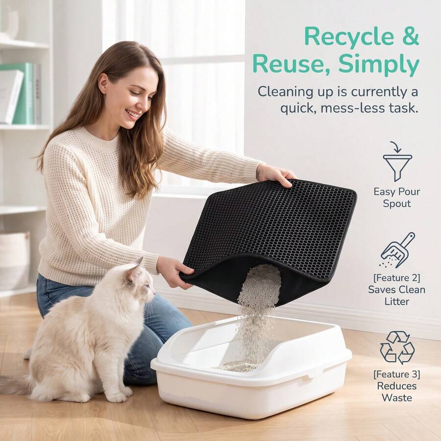 IISVGE Cat Litter Mat, Double-Layer Honeycomb Cat Litter Trapping Mat, Waterproof Backing, Easy To Clean And Washable, Suitable For Small Spaces