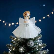 Christmas Tree Angel Topper, Little Winged Girl Christmas Tree Decoration - White - View 5