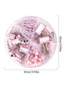 1 Set Multi-Function Paper Clips, Binder Clips, Push Pins And Butterfly Clips Combination Set, Suitable For Office And Study Folders - A - View 7