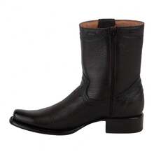 Fratello Shoe Store Fratello Botas Vaqueras en Piel de Venado Color Café para Hombre FRANCO, Tacón de Bloque, Cierre con Cremallera, Punta Estilizada - Café integral - Ver 4
