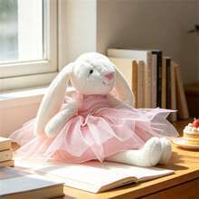 Kids Play Animal Figures - Pink Skirt With White Rabbit Design, 28 Cm/11.02 Inches - View 2
