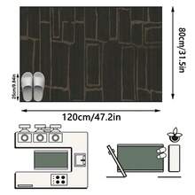 1PC Deep Olive Green Gray Brown Asymmetrical Geometric Line Frame Long Rug, Modern Wabi-Sabi Style Faux Cashmere Rectangular Abstract Distressed Misaligned Rectangle Line Washable Runner Mat, Suitable For Living Room, Hallway, Corridor, Bedside, Home Decor - Multicolor - View 12