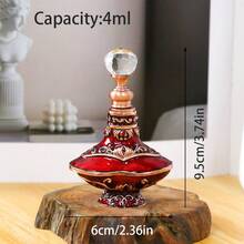 1pc 4ml Middle Eastern Style Enamel Craft Vintage Line Pattern Fragrance Essential Oil Refillable Bottle, Reusable Portable Cosmetic Container, Elegant Fragrance Storage Bottle, Exquisite Decoration, High-End Texture, Glass And Metal Material, Durable And Wear-Resistant, Easy To Carry, Good Sealing Performance, No Leakage Even When Upside Down (Empty Bottle Only) - View 10
