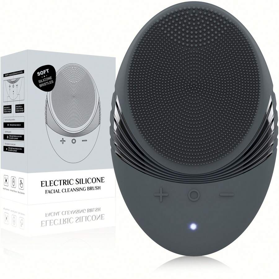 schoben 電動矽膠洗臉器 電動清潔刷 USB充電式臉部按摩器 洗臉刷 - 深灰色 - 查看 1