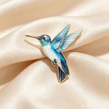 1pc/4pcs Healing Style Creative Colorful Hummingbird Alloy Exquisite Lively Backpack Pin Brooch Enamel Printed Bird Badge Gift - Multicolor - View 10