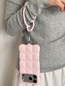 New High-End 3D Cloud Grid Phone Case, Compatible With IPhone 18 Pro Max 18 Pro 17 Pro Max 17 Pro 16 Pro Max 15 Pro Max 13 14 Pro Max, Creative Bracelet-Style Shockproof Soft Protective Shell - Pink - View 3