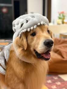 Funny Dinosaur Skeleton Pet Halloween Costume, Plush Skull Spine Cosplay Outfit, Dog Halloween Party Photo Prop Pet Dress-Up Accessory - Grey - View 3