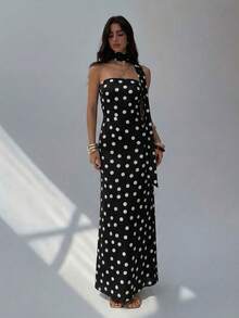 Robes d'été pour femmes, robes élégantes pour femmes, à pois, décontractées, élégantes, bohèmes, sexy, plage, scène et concert, mariage noir, fête d'automne - Noir - Voir 6