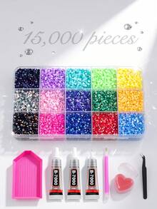 ZUI DREAM Rhinestone Set, 48,000-15,000pcs Y2K Resin Jelly Flat Back Rhinestones, 48 Colors 3mm Rhinestone Set, Includes 3 Bottles Of B7000 Glue And Tools, Suitable For DIY Diamond Painting Crafts - Rhinestones - View 13