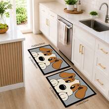 1pc, Cartoon Puppy Pattern Printed Faux Cashmere Kitchen Mat, Absorbent Kitchen Floor Mat, Kitchen Rug, Long Strip Foot Mat, Sink Front Mat, Suitable For Kitchen, Bathroom, Entryway, Hallway, Laundry Room And Home Decor - Multicolor - View 11