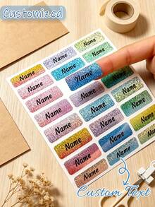 Personalized Waterproof Colorful Stickers, Letter Stickers, Suitable For Water Bottles, Office Supplies, Laptops And More. Add Personalized Elements To Your Living Space! Back To School Essential! - Multicolor - View 1