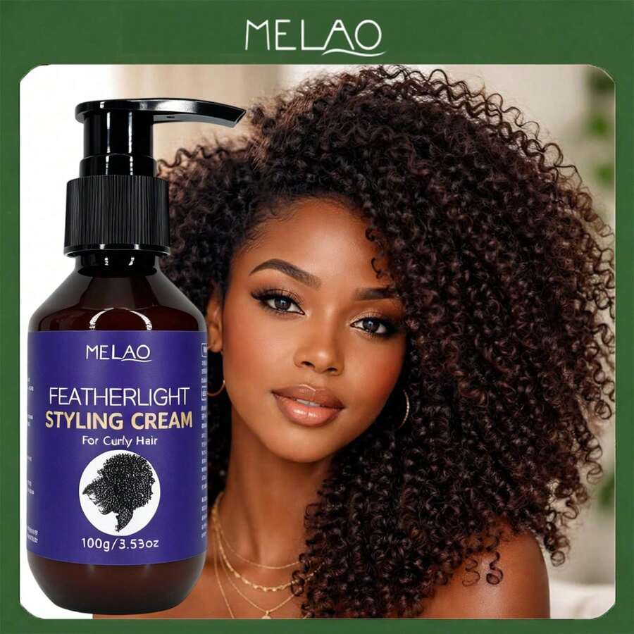 MELAO Featherlight Styling Cream 100g, Krim Penata Rambut Keriting Ringan, Menciptakan Keriting Alami Bervolume, Menghaluskan Rambut Kusut, Formula Tidak Berat, Cocok Untuk Penataan Rambut Sehari-hari - 100g - View 1