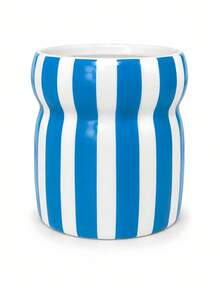1pc Vintage Striped Waist Flower Pot, Multi-Functional Desktop Storage Vase, Home Decor - Waist-cinching Stripes - View 8
